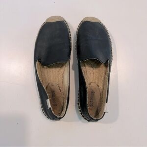 BLACK leather soludos espadrilles